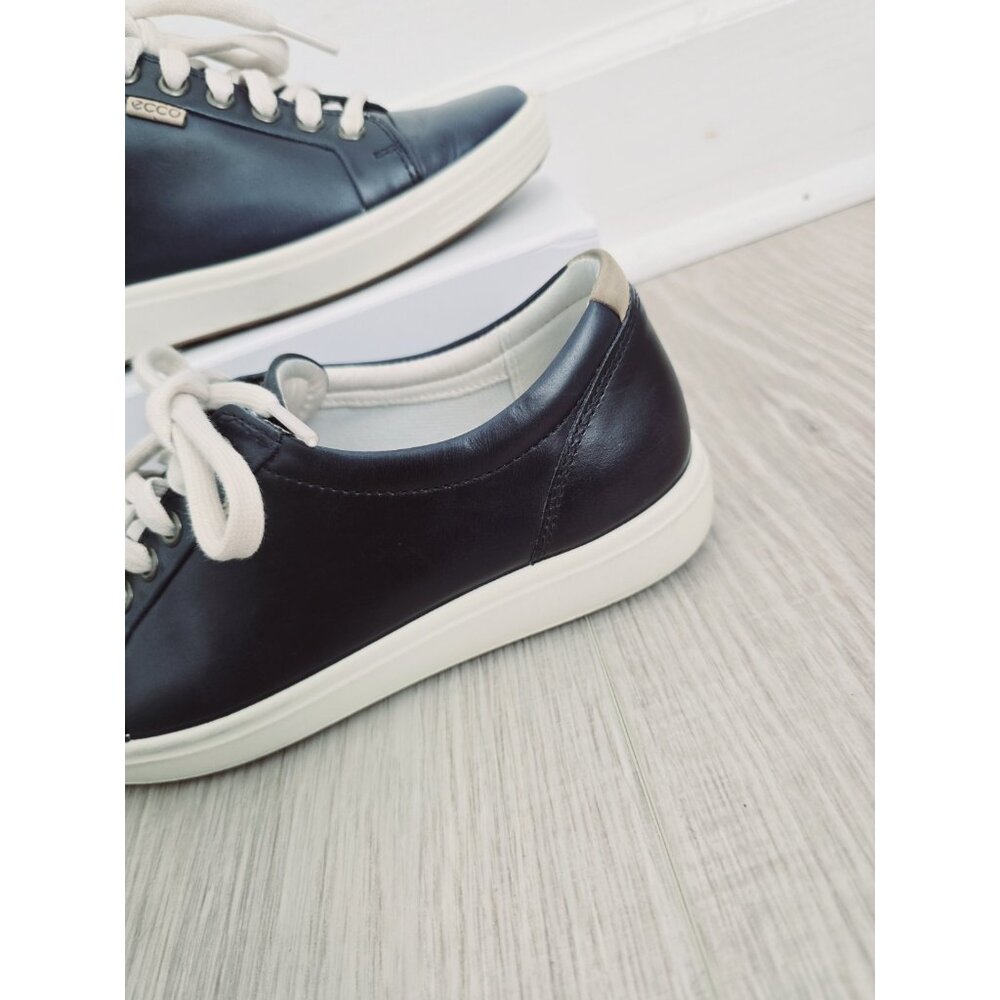 ECCO Soft 7 Navy Blue Lace Up Womens Leather Cap Toe Sneaker Shoes 7 7.5 38 - Picture 2 of 12
